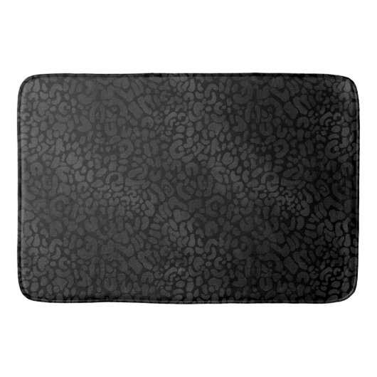 Elegant Black op Black Leopard Animal Print Badmat (Voorkant)