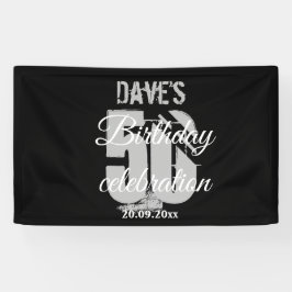 Elegant Black op persoonlijke titel 50th Any Birth Spandoek