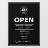 Elegant Black Open Times met Logo Raamsticker (Vel)