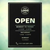 Elegant Black Open Times met Logo Raamsticker (Vel 3)