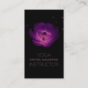 Elegant Black Paars Ggloed Lotus Yoga Instructor Visitekaartje