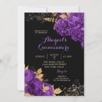 Elegant Black Paars Gold Stiletto Quinceañera