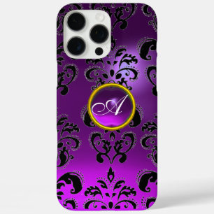ELEGANT BLACK PAARSE DAMASK GEM MONOGRAM iPhone 16 PRO MAX HOESJE