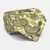 Elegant Black Paisley op gele achtergrond Stropdas (Opgerold)