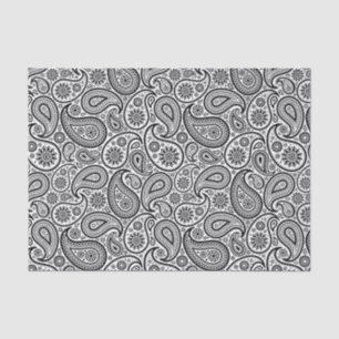 Elegant Black Paisley White Background 2 Tissuepapier