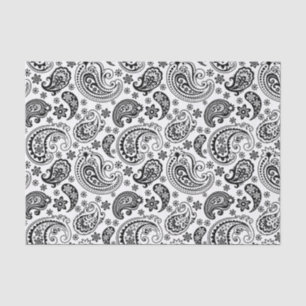 Elegant Black Paisley White Background Tissuepapier