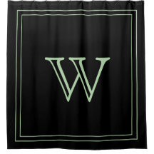 Elegant Black &Pale Green Initial Monogram 