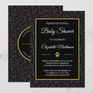 Elegant Black Panther Jaguar Spots Baby shower Kaart