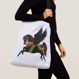 Elegant Black Pegasus Vintage Carousel Horse Crossbody Tas