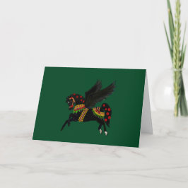 Elegant Black Pegasus Vintage-Style Holiday Card Kaart