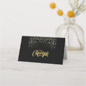 Elegant Black Personalized Folded Place Card (Voorkant)