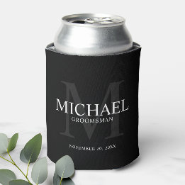 Elegant Black Personalized Groomsmen Blikjeskoeler