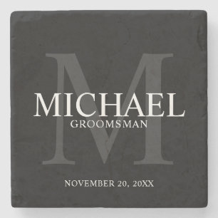 Elegant Black Personalized Groomsmen Stenen Onderzetter