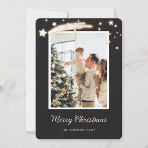 Elegant Black Photo Christmas Cards Feestdagenkaart