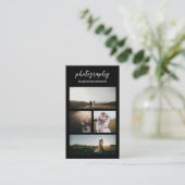 Elegant Black Photo Collage Moderne Photography Visitekaartje (Staand voorkant)