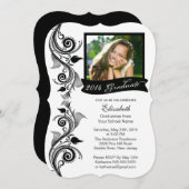 Elegant Black Photo Graduparty Uitnodiging (Voorkant / Achterkant)