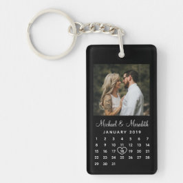 Elegant Black Photo Wedding Jubileum Agenda Sleutelhanger