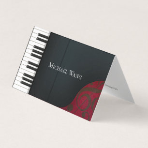 Elegant Black Piano Music Education & Performance Visitekaartjes