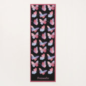 Elegant Black Pink Butterfly Pattern Zen Yoga Yogamat (Achterkant)
