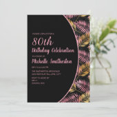 Elegant Black Pink Gold 80th Birthday Kaart (Staand voorkant)