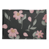 Elegant Black Pink Green Floral Kussensloop (Achterkant)