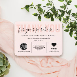 Elegant Black Pink Script Logo Klant Dank u Visitekaartje