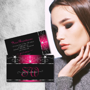 Elegant Black Pink  Sparkle Jewels Initialen Visitekaartje