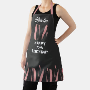 Elegant Black Pink Waterverf 70th Happy Birthday Schort