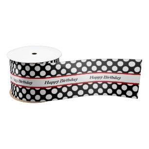 Elegant Black Polka Dot Happy Birthday Lint