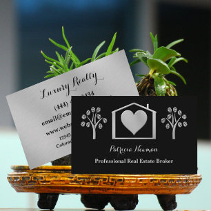 Elegant Black Pro Real Estate Broker Visitekaartje