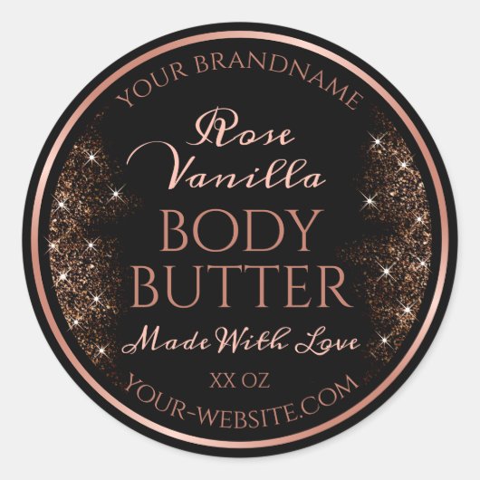 Elégant Black Product Packaging Étiquette Rose Gol (Devant)