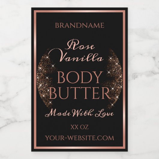 Elégant Black Product Packaging Étiquette Rose Gol (Étiquettes simples)