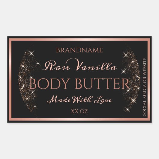 Elegant Black Product Packaging Labels Roos Gold (Voorkant)