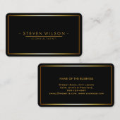 Elegant Black Professional Modern Plain Gold Visitekaartje (Voorkant / Achterkant)