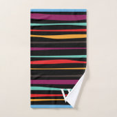 Elegant black purple and yellow stripes monogram (Serviette à main)