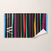 Elegant black purple and yellow stripes monogram (Serviette à main)