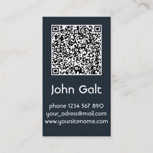 Elegant Black QR Code Business Card Template Visitekaartje (Voorkant)