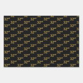 Elegant Black, Red, Blue, Faux Gold 32nd Event # Inpakpapier Vel (Voorkant)