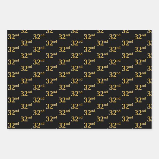 Elegant Black, Red, Blue, Faux Gold 32nd Event # Inpakpapier Vel (Voorkant)