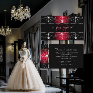 Elegant Black Red Borders juwelen monogram Visitekaartje