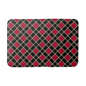 Elegant Black Red Diamond Pattern Badmat (Voorkant)