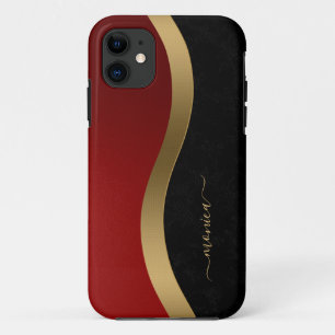 Elegant Black Red en Gold op maat iPhone 11 Hoesje