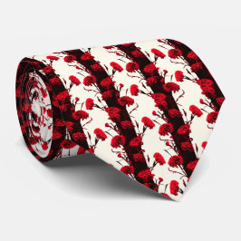 Elegant Black Red  Floral Carnese Stripes Stropdas