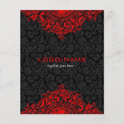 Elegant Black & Red  Floral Ornament Flyer (Voorkant)