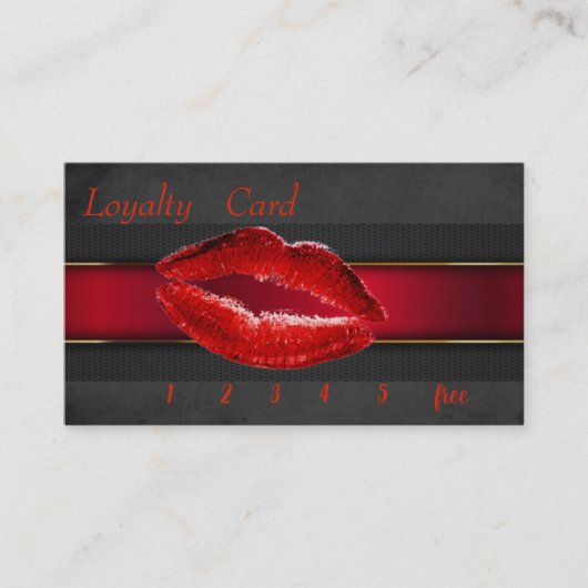 Elegant Black, Red Lips, Loyalty Kaart (Voorkant)
