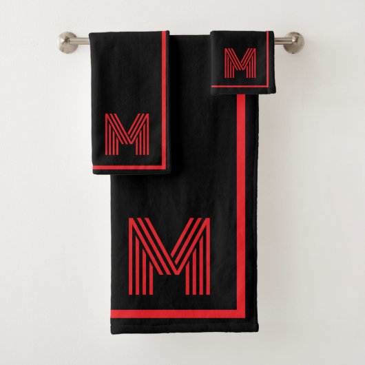 Elegant Black &Red Personalized Monogram  (En situation)