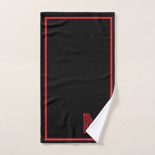 Elegant Black &Red Personalized Monogram  (Serviette à main)