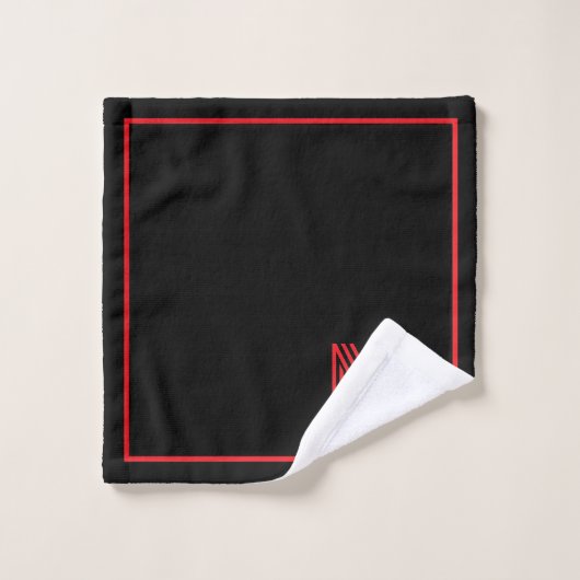 Elegant Black &Red Personalized Monogram (Gant de toilette)