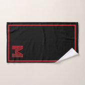 Elegant Black &Red Personalized Monogram  Bad Handdoek (Handdoek)