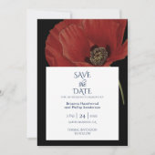 Elegant Black Red Poppy Wedding Save the Date (Voorkant)
